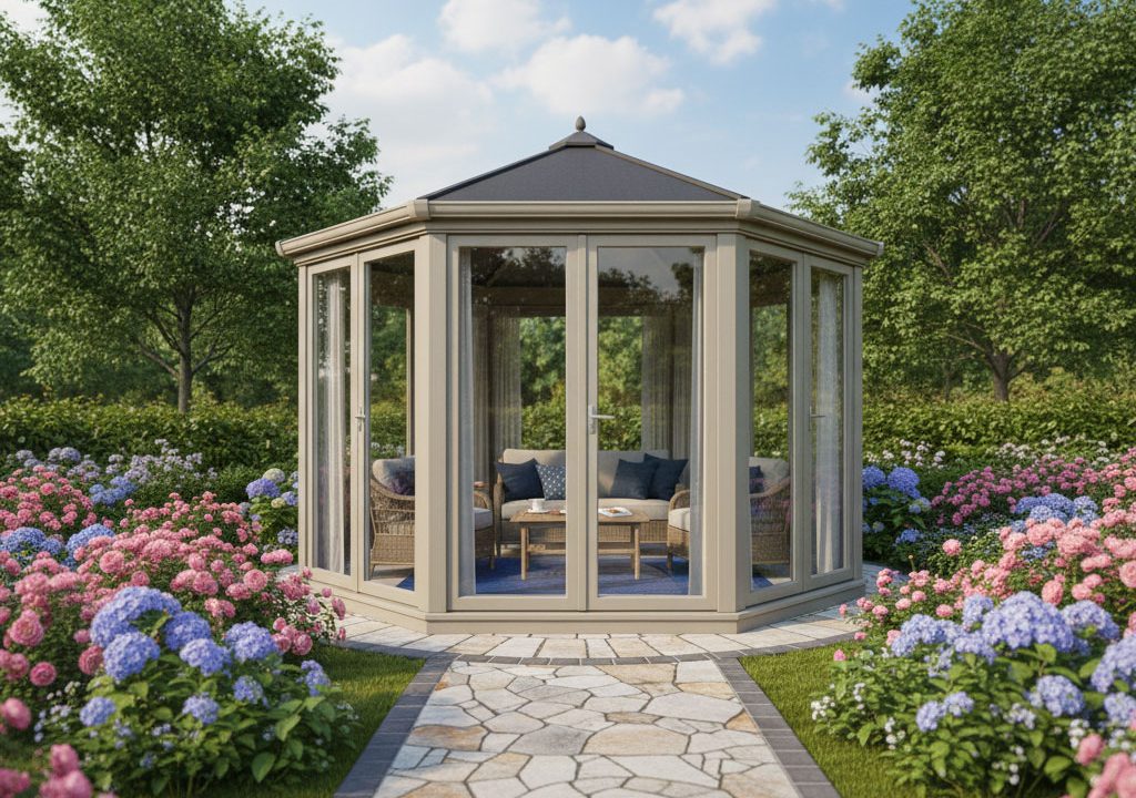 آلاچیق UPVC در باغ، ویلا، حیاط و فضاهای عمومی